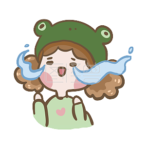 图怪兽原创元素卡通可爱小女孩表情包萌系青蛙头套哭泣