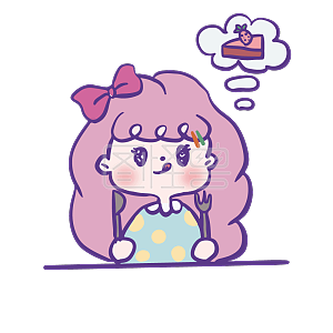 图怪兽原创元素卡通可爱女孩子表情包等吃的吃货