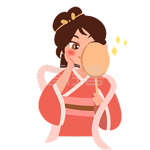 图怪兽原创元素七夕情人节织女表情包照镜子臭美