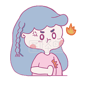 图怪兽原创元素小女孩卡通可爱表情包拍桌生气