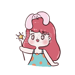 图怪兽原创元素小女孩卡通可爱表情包魔法棒仙女