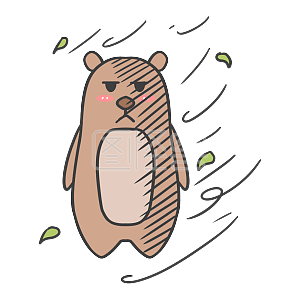 图怪兽原创元素       黄色      卡通       熊        吹风