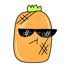 图怪兽原创元素卡通菠萝头酷表情包插画元素