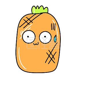 图怪兽原创元素卡通菠萝头流汗表情包插画元素