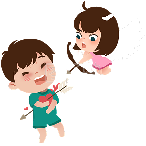 图怪兽原创元素七夕情人节情侣丘比特之箭