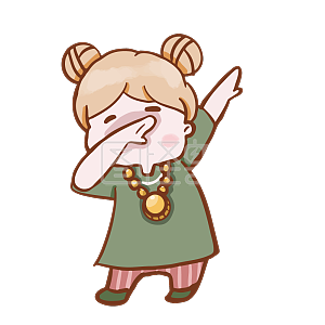 图怪兽原创元素可爱清新女孩卡通表情包嗨起来遮脸蹦迪