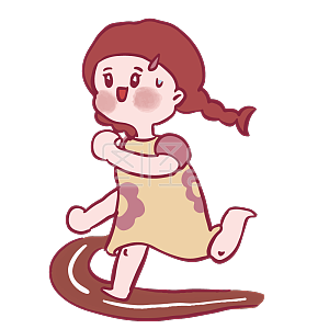 图怪兽原创元素卡通可爱女孩表情包奔跑运动健身