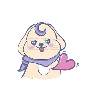 图怪兽原创元素卡通米黄色小狗表情包心动心跳