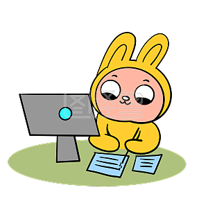 图怪兽原创元素卡通上班族黄色兔子记笔记表情包插画元素