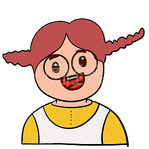 图怪兽原创元素朝天辫女孩开心表情包插画元素