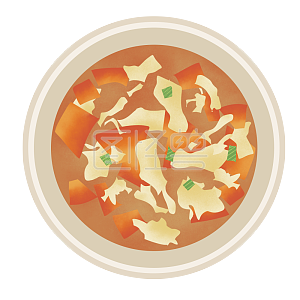 图怪兽原创元素卡通美食中餐番茄鸡蛋汤插画