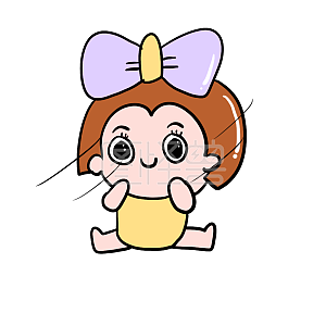 图怪兽原创元素磕头蝴蝶结婴儿无奈表情包插画元素