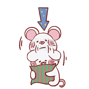 图怪兽原创元素小白鼠可爱卡通表情包低头犯困向下