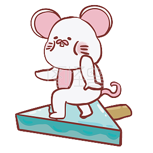 图怪兽原创元素小白鼠可爱卡通表情包滑冰