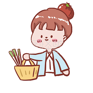 图怪兽原创元素秋季番茄拟人小孩卡通表情包买菜