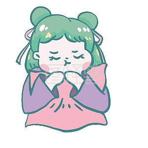 图怪兽原创元素卡通可爱古装女孩表情包忧愁