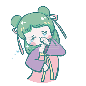 图怪兽原创元素卡通可爱古装女孩表情包哭泣