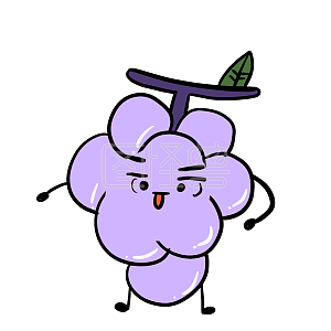 图怪兽原创元素卡通紫色葡萄无奈表情包插画元素