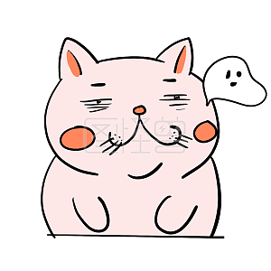 图怪兽原创元素卡通胖猫表情包走神插画元素