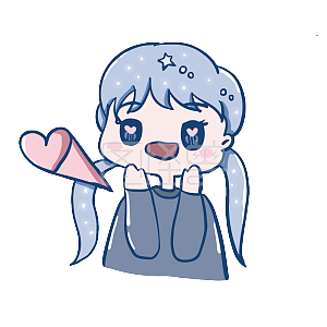 图怪兽原创元素卡通可爱蓝色星光女孩表情包心动