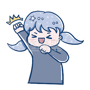 图怪兽原创元素卡通可爱蓝色星光女孩表情包加油充满干劲