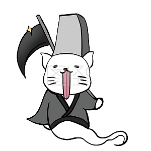 图怪兽原创元素卡通可爱冷色幽灵猫表情包调皮