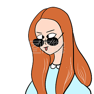 图怪兽原创元素时尚美女对眼表情包插画元素