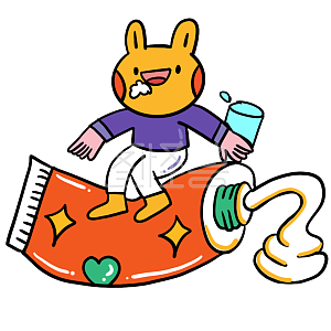 图怪兽原创元素小兔表情包爱牙日漱口插画元素