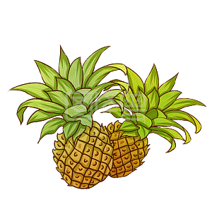 图怪兽原创元素小清新菠萝插画元素