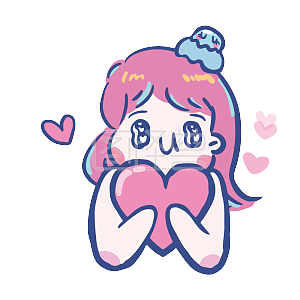 图怪兽原创元素蓝紫色卡通可爱女孩表情包心动