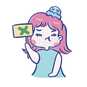 图怪兽原创元素蓝紫色卡通可爱女孩表情包不行