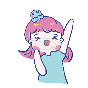 图怪兽原创元素蓝紫色卡通可爱女孩表情包激动加油