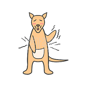 图怪兽原创元素 黄色 卡通 袋鼠 肚子饿 表情包