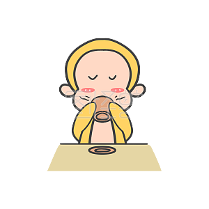 图怪兽原创元素       黄色    卡通     猴子        喝茶