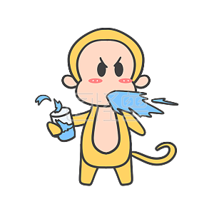 黄色    卡通     猴子        喷水         表情包