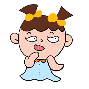 图怪兽原创元素卡通萝莉不屑表情包插画元素