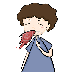 图怪兽原创元素 商业 宣传 表情包 卡通 卷毛男孩 蓝色 可爱 吐血