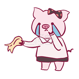 图怪兽原创元素卡通粉色小猪可爱表情包挥泪告别