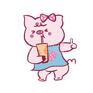 图怪兽原创元素卡通粉色小猪可爱表情包好喝点赞