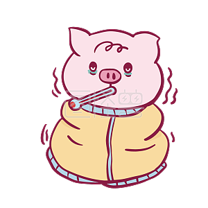 图怪兽原创元素卡通粉色小猪可爱表情包生病憔悴