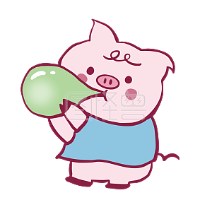 图怪兽原创元素卡通粉色小猪可爱表情包吹气球