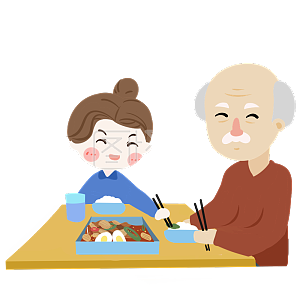 图怪兽原创元素重阳节给爷爷夹菜