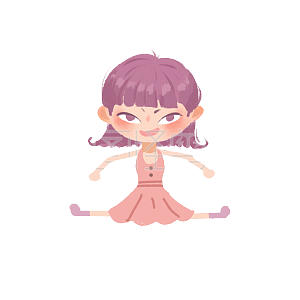 图怪兽原创元素       黄色    卡通     女孩          一字马