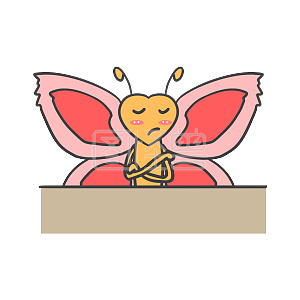 图怪兽原创元素     粉色    卡通      蝴蝶      不屑     表情包