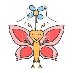 图怪兽原创元素     粉色    卡通      蝴蝶      吹风扇    表情包