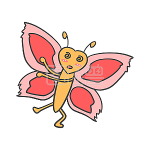 图怪兽原创元素     粉色    卡通      蝴蝶      晕    表情包
