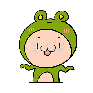 图怪兽原创元素卡通绿色青蛙头无奈表情包插画元素