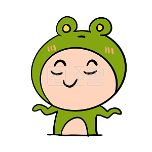 图怪兽原创元素卡通绿色青蛙头得意表情包插画元素