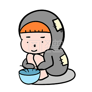 图怪兽原创元素卡通可怜小乞丐呆表情包插画元素