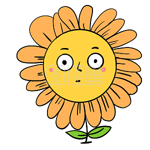 图怪兽原创元素卡通向日葵呆滞表情包插画元素